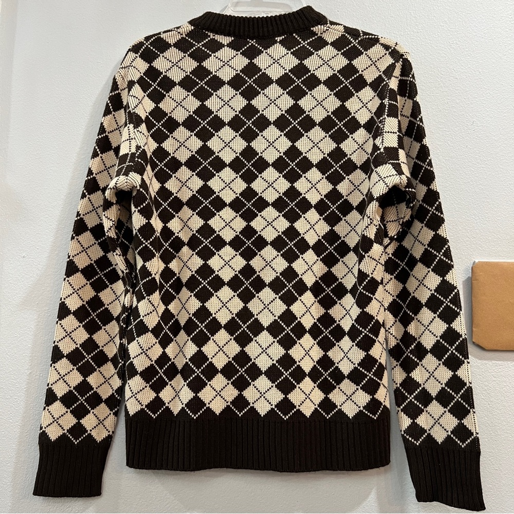 Argyle Sweater Front & Back Pattern Crew Neck Vin… - image 3